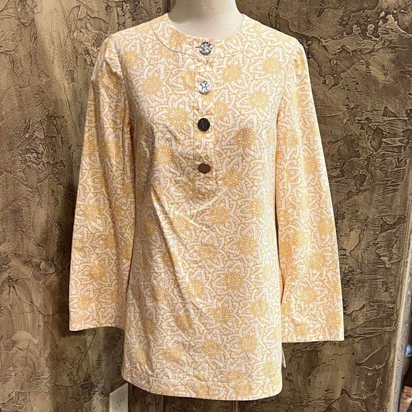 Tory Burch Long Sleeve Linen Tunic Size 4 - Picture 1 of 4